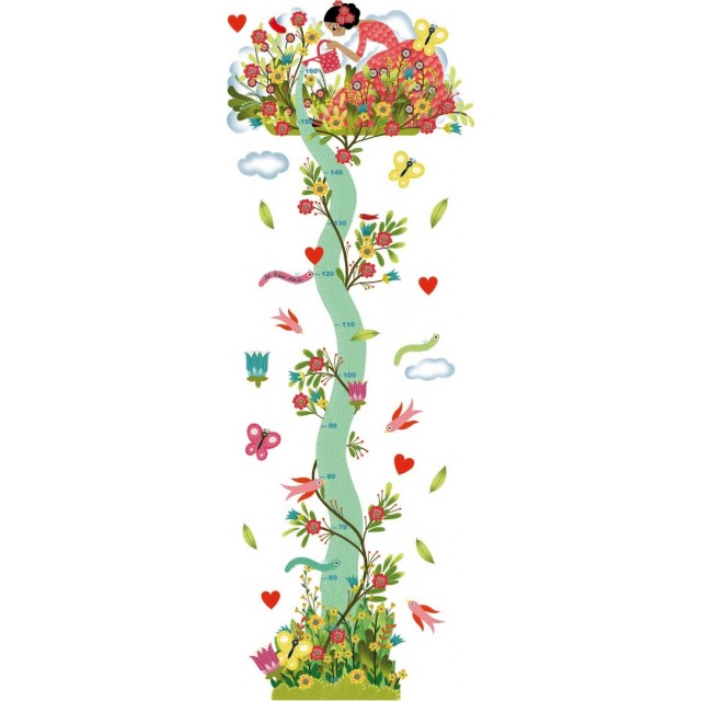 Nalepnice Za Zid, Dečiji Metar Za Merenje Visine - Devojčica Sa Cvećem