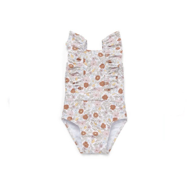 Kupaći, Jednodelni, Sa Volanima -  Vintage Little Flowers