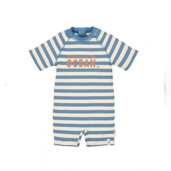Kupaći, jednodelni, dug rukav - Ocean Blue Stripes