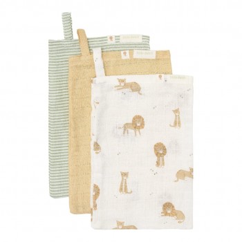 Set od tri pamučne rukavice za kupanje – Safari Leo Set od tri pamučne rukavice za kupanje – Safari Leo