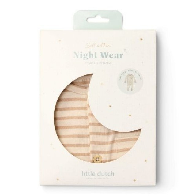 Jednodelna Pidžama Na Preklop - Natural Stripes Jednodelna Pidžama Na Preklop - Natural Stripes