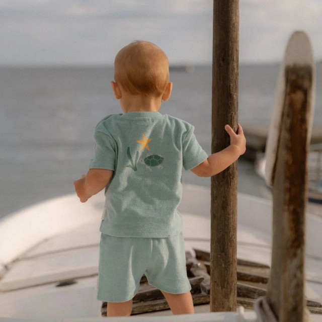 Komplet, šorc i majica - Sea life, zelena