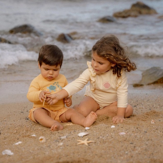 Kupaći, majica, dug rukav - žuta, Seashells