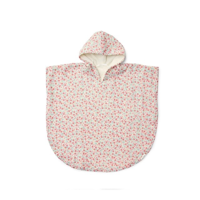 Pončo za plažu - Sunny Flowers, nežno roze boje