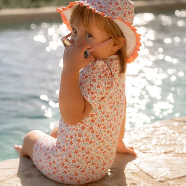 Kupaći, jednodelni, kratak rukav - Sunny Flowers