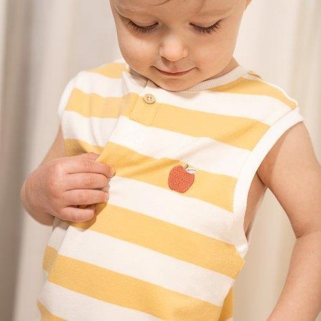 Singlet Majica Bez Rukava, Sunny Yellow Stripes - Little Farm Singlet Majica Bez Rukava, Sunny Yellow Stripes - Little Farm