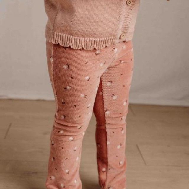 Pantalone Zvoncare - Warm Rose Flowers, Little Farm Pantalone Zvoncare - Warm Rose Flowers, Little Farm
