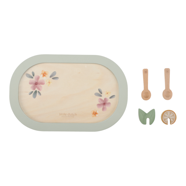 Drveni čajni set u pastelnim bojama