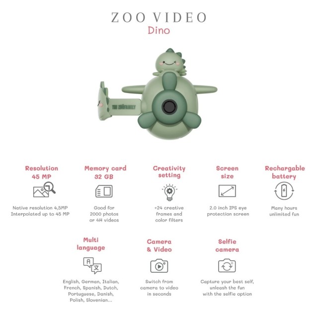 Dečiji Digitalni Fotoaparat I Video Kamera - Zoo Video Dinosaurus