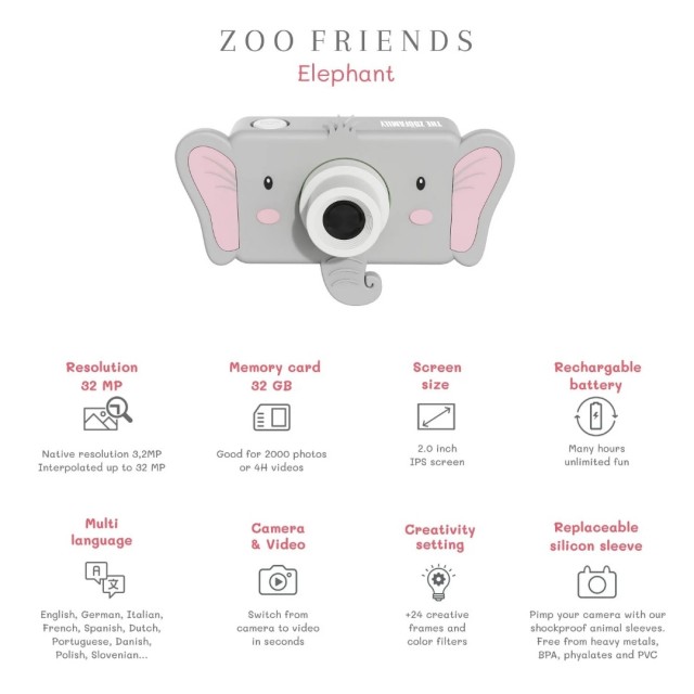 Dečiji Fotoaparat - Zoo Friends Slon Dečiji Fotoaparat - Zoo Friends Slon